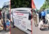 नोएडा: सड़क सुरक्षा जागरूकता अभियान के तहत लोगों को फ्लोरोसेंट व्हील वाल्व के बारे में दी जानकारी