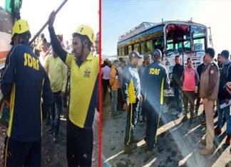 सतपुली एकेश्वर मार्ग पर दो बसों की आमने-सामने भिड़ंत, 22 लोगों के घायल होने की खबर Two buses collide head-on on Satpuli Ekeshwar road