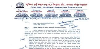 जूनियर शिक्षकों की विभिन्न समस्याओं को लेकर जिला शिक्षा अधिकारी एवं मुख्य शिक्षा अधिकारी को सौंपा मांगपत्र