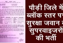 10वीं और 12वीं पास युवाओं के लिए सुनहरा मौका: पौड़ी जनपद में 23 फरवरी से विकासखण्ड वार सुरक्षा जवान व सुपरवाइजरों की भर्ती, देखें पूरा शेड्यूल sis security guard recruitment
