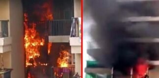 ग्रेटर नोएडा वेस्ट की इस बिल्डिंग में लगी भयंकर आग Fire breaks out in Gaur City Building of Greater Noida