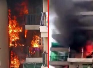 ग्रेटर नोएडा वेस्ट की इस बिल्डिंग में लगी भयंकर आग Fire breaks out in Gaur City Building of Greater Noida