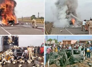 राजस्थान के सीकर में दर्दनाक हादसा, ट्रक से टकराई तेज रफ्तार कार, 2 बच्चों समेत 7 लोग जिंदा जले