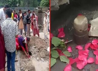 उत्तराखंड में यहाँ खुदाई के दौरान मिला प्राचीन शिवलिंग, दर्शन करने उमड़ी श्रद्धालुओं की भीड़ ancient shivalinga in jageshwar dham Almorah