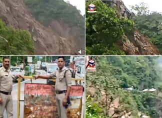 दुगड्डा कोटद्वार मार्ग पर पहाड़ी से गिरा मलबा, हाईवे बाधित