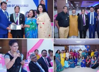 रोटरी क्लब वैशाली द्वारा ब्लू स्टोन कौशांबी मे आयोजित बैठक में नई कार्यकारिणी 2024-25 का गठन