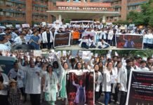 कोलकाता की घटना के विरोध में शारदा अस्पताल के डॉक्टरों ने निकाला पैदल मार्च Sharda Hospital took out a march in protest against the Kolkata incident