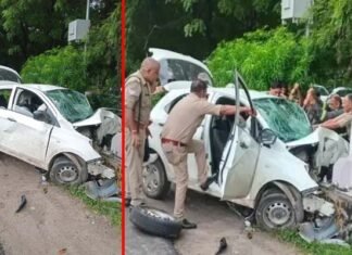 नोएडा ग्रेटर नोएडा एक्सप्रेस-वे पर खंभे से टकराई तेज रफ्तार टियागो कार, दर्दनाक सड़क हादसे में तीन युवकों की मौत car-accident-in-noida expressway