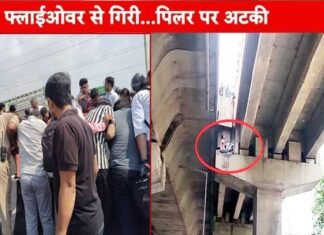 कार ने स्कूटी सवार युवती को मारी टक्कर, फ्लाईओवर से गिरकर पिलर पर अटकी लड़की, ऐसे बची जान car hit a girl riding scooty on Noida elevated road