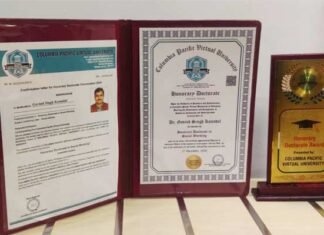 गोविन्द सिंह कौण्डल को डॉक्टरेट की मानद उपाधि Govind Singh Kaundal awarded honorary doctorate