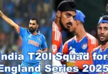 इंग्लैंड के खिलाफ टी20 सीरीज के लिए टीम इंडिया का ऐलान, मोहम्मद शमी की वापसी, देखें किन्हें मिला मौका India T20I Squad for England Series 2025