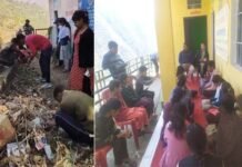 राजकीय महाविद्यालय देवप्रयाग की एनएसएस इकाई के स्वयं सेवकों द्वारा ग्राम तुणगी में चलाया गया सफाई अभियान