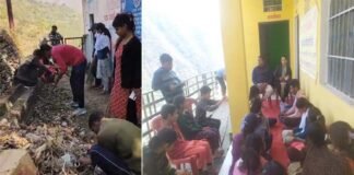 राजकीय महाविद्यालय देवप्रयाग की एनएसएस इकाई के स्वयं सेवकों द्वारा ग्राम तुणगी में चलाया गया सफाई अभियान