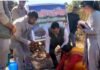 कल्जीखाल ब्लॉक मुख्यालय परिसर में समलौण के तौर पर लगाया गया देवदार का पेड़