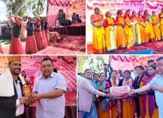 विकासखंड कल्जीखाल के साकिनखेत में पहली बार आयोजित होली मिलन समारोह में तीन पट्टियों की 69 महिला मंगल दलों किया प्रतिभाग