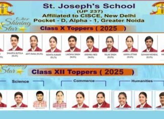 ICSE-ISC Results 2025: सेंट जोसेफ स्कूल ग्रेटर नोएडा में 12वीं में शाश्वत तथा 10वीं में वैश्नवी ने किया स्कूल टॉप, यहाँ देखें टॉपर्स की लिस्ट