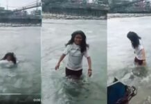 रील बनाने के चक्कर में भागीरथी नदी में बह गई महिला, मम्मी-मम्मी चिल्लाती रही किनारे पर खड़ी बच्ची woman making a reel swept in river