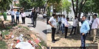 सेक्टर में गंदगी मिलने पर ठेकेदार पर लगाई 50 हजार की पेनल्टी 50 thousand penalty on contractor for garbage found in the sector