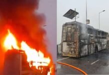 लखनऊ में बड़ा हादसा: बिहार से दिल्ली आ रही स्लीपर बस में लगी आग, पांच लोग जिंदा जले