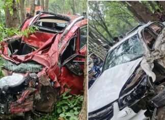 देहरादून में भीषण हादसा, दो कारों की आमने-सामने भिड़ंत, एक व्यक्ति की मौत, 3 घायल car accident in dehradun dat kali mandir