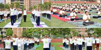 विश्व योग दिवस पर शारदा विश्वविद्यालय में योगोत्सव हुआ आयोजन, 1500 छात्र और स्टाफ ने किया योगा