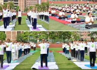 विश्व योग दिवस पर शारदा विश्वविद्यालय में योगोत्सव हुआ आयोजन, 1500 छात्र और स्टाफ ने किया योगा