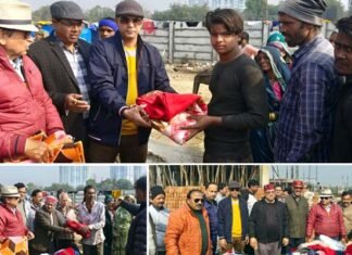 क्रिसमस पर उत्तराखंड सांस्कृतिक समिति ने मजदूर परिवारों को बांटे कंबल और गर्म कपड़े