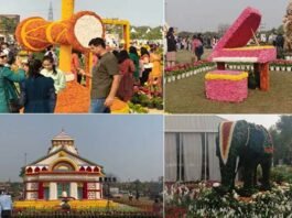 नोएडा फ्लावर शो में 20 क्विंटल फूलों से बनाया गया केदारनाथ मंदिर का भव्य स्वरूप; 120 फूलों की प्रजातियों का प्रदर्शन Noida Flower Show