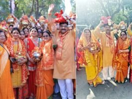 नोएडा के सेक्टर-34 में श्रीराम कथा से पूर्व भव्य कलश यात्रा का आयोजन