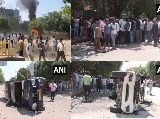 नोएडा में फैक्ट्री कर्मचारियों का आंदोलन भड़का, वाहनों में आगजनी से हालात बिगड़े, पुलिस ने दागे आंसू गैस के गोले Factory Workers Agitation in Noida