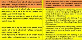 उत्तराखंड में मौसम विभाग ने अगले 5 दिन तक बारिश, ओलावृष्टि-आंधी का अलर्ट किया जारी