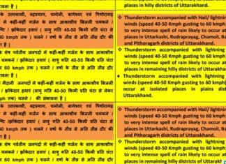 उत्तराखंड में कल और परसों बारिश का ऑरेंज अलर्ट, चारधाम यात्रियों से सावधानी बरतने और सुरक्षित यात्रा की अपील