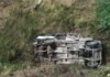 A vehicle carrying pilgrims to Jageshwar Dham in Almora plunged into a gorge.