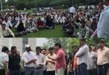 ग्रेटर नोएडा प्राधिकरण के अस्थायी कर्मचारियों का धरना जारी, जीएम के नए आदेश का भारी विरोध Greater Noida Authoritys temporary employees protest