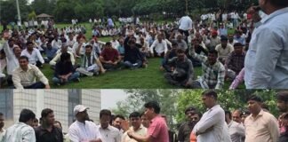 ग्रेटर नोएडा प्राधिकरण के अस्थायी कर्मचारियों का धरना जारी, जीएम के नए आदेश का भारी विरोध Greater Noida Authoritys temporary employees protest