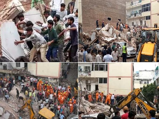 दिल्ली सत्य निकेतन बिल्डिंग हादसा: अब तक आठ लोग मलबे से निकाले गए, तीन की मौत, कई छात्रों के फंसे होने की आशंका